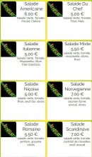 Menu Italian Pizza - Les salades