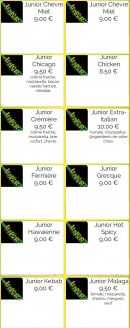 Menu Italian Pizza - les pizzas junior