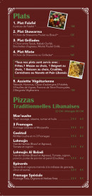Menu Al Baladi - Les plats, pizzas