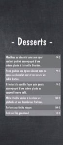 Menu Le Cent Seize - les desserts