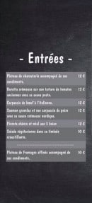 Menu Le Cent Seize - les entrées