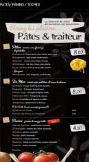Menu Presto pizza - les pâtes, paninis et tex mex