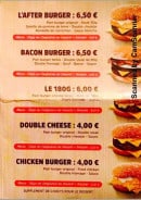 Menu L'after - Burgers