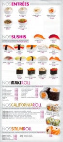 Menu Sushi Tori - Les entrées et sushi
