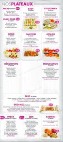 Menu Sushi Tori - Les plateaux