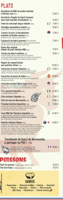 Carte et menu de American Steak House Gonesse à Gonesse — Les plats, poissons, ...