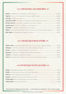 Menu Il Pinocchio - Les cocktails alcoolisées, cocktails signatures et cocktails sans alcools