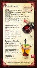 Menu La Palmeraie - Les vins, les boissons fraîches et les boissons chaudes 