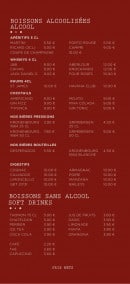 Menu Bistrot La Vitrine - Boissons
