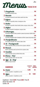 Menu La Pizza Du Chef - Les menus et sandwichs