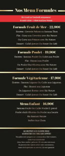 Menu Le Chutney - Les menus formules