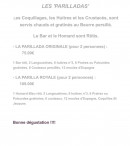 Menu Le Vivier de la mer - les parilladas