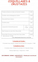 Menu Le Vivier de la mer - les coquillages et crustqges