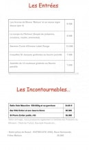 Menu Le Vivier de la mer - les entrées et incontournables