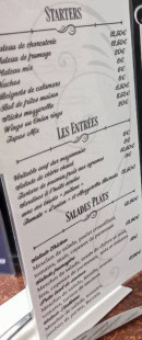 Menu The BookMaker - Les starters, entrées et salades plats