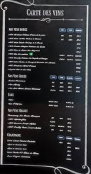Menu The BookMaker - Carte des vins