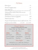 Menu Le Faubourg - Entrées et formules déjeuner 