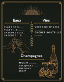Menu Claudette - Les eaux, vins, ...