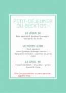 Menu Le becktos2 - Le petit déjeuner