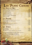 Menu La Rhumerie du Pirate - Les plats chauds