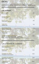 Menu Le filet du pêcheur - Les entrées, poissons et crustacés