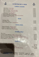 Carte et menu de Le Bistro de la Mer à Saint Martin — Les entrées, pates, ...