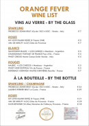 Carte et menu de Orange Fever à Saint Martin — Les vins
