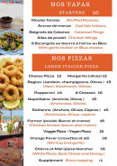 Carte et menu de Orange Fever à Saint Martin — Les tapas et pizzas