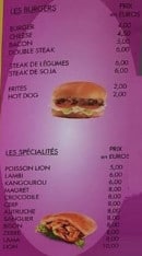 Menu Bayper - Burgers et spécialités