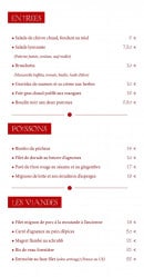 Menu Les Saveurs du Palais - Entrées, poissons et viandes