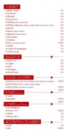 Menu Les Saveurs du Palais - Boissons