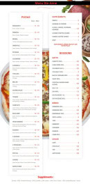 Menu Pizza King - Les pizzas