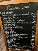 Menu Coconut coast - Les entrées et plats