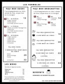 Carte et menu de Fuji Sushi à Fort de France — Les formules, woks et desserts