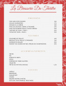 Carte et menu de La Brasserie du Théâtre à Fort de France — Les poissons, viandes et accompagnements,...