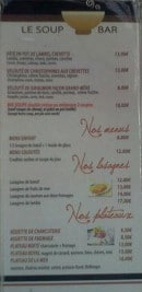 Carte et menu de Le Soup'bar à Fort de France — Les menus, lasagnes et plateaux
