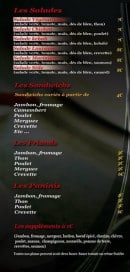 Menu Stile Pizza - les salades , paninis,sandwiches et friands