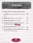 Menu Créola Beach - Les entrées