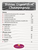 Menu Créola Beach - Les bières, digestifs et champagnes