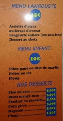 Menu Sainte Luce Paradise - Les menus et desserts