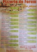 Menu Pizzéria du Forum - Les pizzas