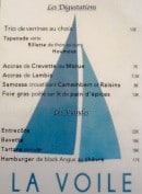 Menu La Voile - Les dégustations et les viandes 