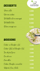 Menu Salade bar - Desserts et boissons