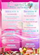 Menu Latika ice cream - Les glaces, création, sorbets et smoothies