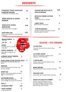 Menu Sous Le Manguier - Les desserts et glaces