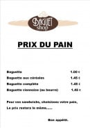 Menu Baguet Shop - Les pains