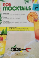 Menu Cocosoda - Extrait de la menu