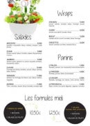 Menu Eldo terrasse - Les wraps, paninis, salades et formules midi