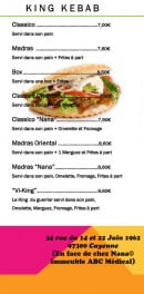 Menu King Guyane - Les king kebabs
