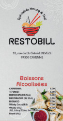 Menu Restobill - Les boissons alcoolisés